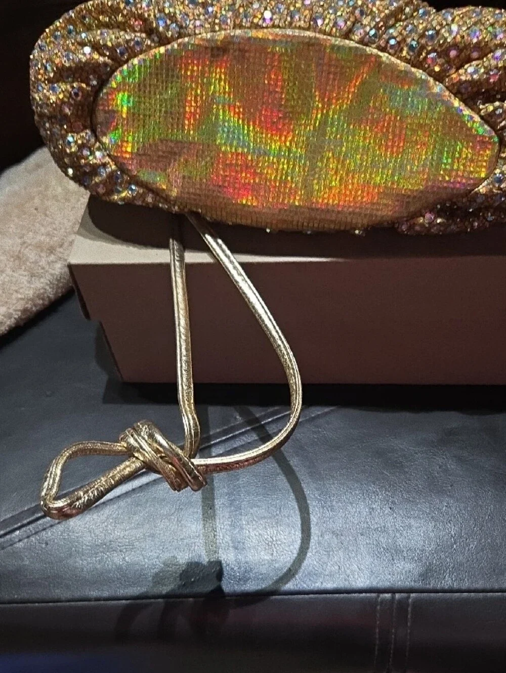 Rita Diana for Mylinka ~ Gold Crystal-Embellished Evening Clutch Shoulder Strap